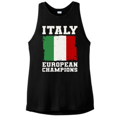 Italy Europeon Champions Distressed Flag Ladies PosiCharge Tri-Blend Wicking Tank