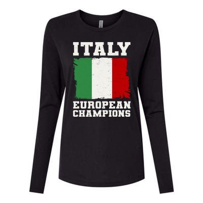 Italy Europeon Champions Distressed Flag Womens Cotton Relaxed Long Sleeve T-Shirt