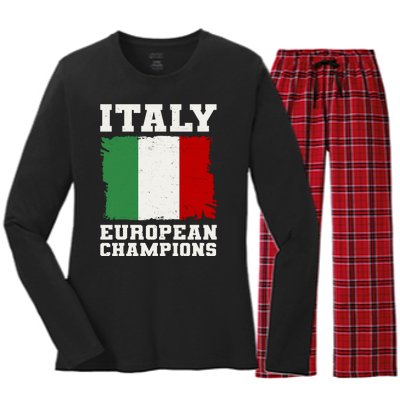 Italy Europeon Champions Distressed Flag Women's Long Sleeve Flannel Pajama Set 