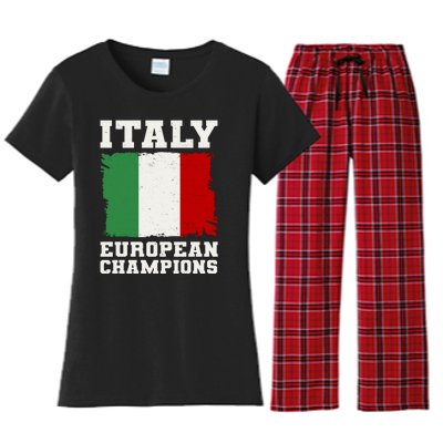 Italy Europeon Champions Distressed Flag Women's Flannel Pajama Set