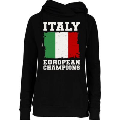 Italy Europeon Champions Distressed Flag Womens Funnel Neck Pullover Hood