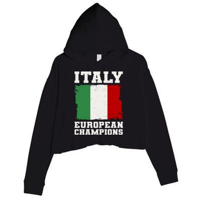 Italy Europeon Champions Distressed Flag Crop Fleece Hoodie