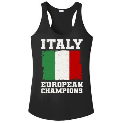 Italy Europeon Champions Distressed Flag Ladies PosiCharge Competitor Racerback Tank