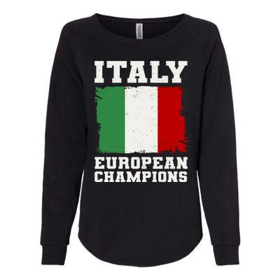 Italy Europeon Champions Distressed Flag Womens California Wash Sweatshirt