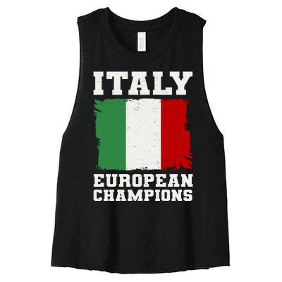 Italy Europeon Champions Distressed Flag Women's Racerback Cropped Tank