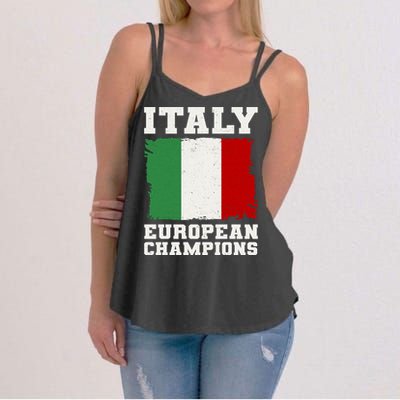 Italy Europeon Champions Distressed Flag Women's Strappy Tank