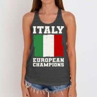 Italy Europeon Champions Distressed Flag Women's Knotted Racerback Tank