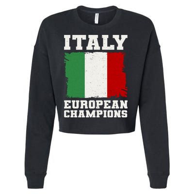 Italy Europeon Champions Distressed Flag Cropped Pullover Crew