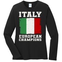 Italy Europeon Champions Distressed Flag Ladies Long Sleeve Shirt