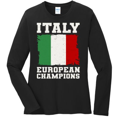 Italy Europeon Champions Distressed Flag Ladies Long Sleeve Shirt