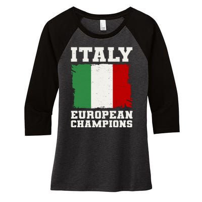 Italy Europeon Champions Distressed Flag Women's Tri-Blend 3/4-Sleeve Raglan Shirt