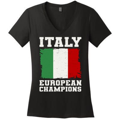 Italy Europeon Champions Distressed Flag Women's V-Neck T-Shirt