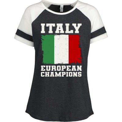 Italy Europeon Champions Distressed Flag Enza Ladies Jersey Colorblock Tee