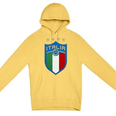 Italy Italia Football Soccer Shield Logo Premium Pullover Hoodie