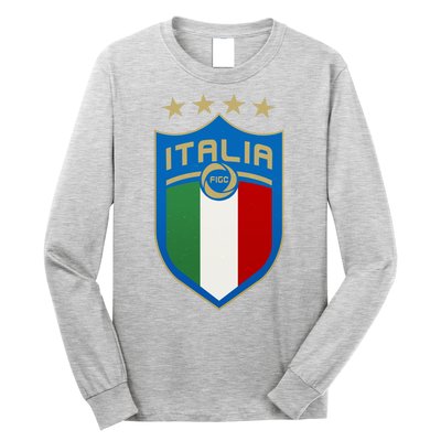 Italy Italia Football Soccer Shield Logo Long Sleeve Shirt