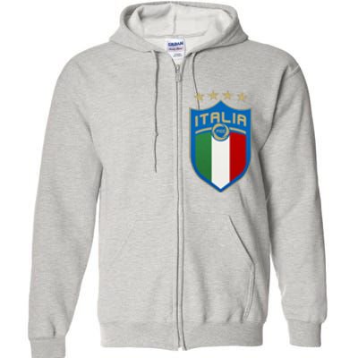 Italy Italia Football Soccer Shield Logo Full Zip Hoodie