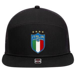 Italy Italia Football Soccer Shield Logo 7 Panel Mesh Trucker Snapback Hat