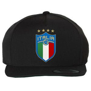 Italy Italia Football Soccer Shield Logo Wool Snapback Cap