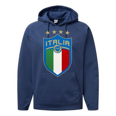 Italy Italia Football Soccer Shield Logo Performance Fleece Hoodie