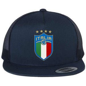 Italy Italia Football Soccer Shield Logo Flat Bill Trucker Hat