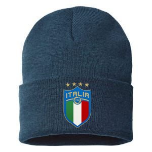 Italy Italia Football Soccer Shield Logo Sustainable Knit Beanie