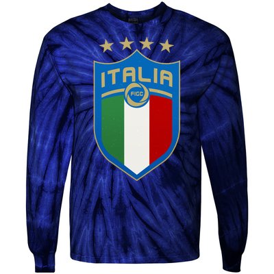 Italy Italia Football Soccer Shield Logo Tie-Dye Long Sleeve Shirt