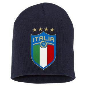 Italy Italia Football Soccer Shield Logo Short Acrylic Beanie