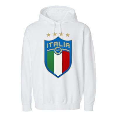 Italy Italia Football Soccer Shield Logo Garment-Dyed Fleece Hoodie