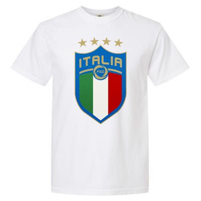 Italy Italia Football Soccer Shield Logo Garment-Dyed Heavyweight T-Shirt