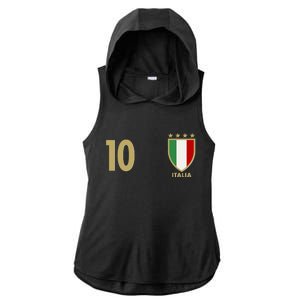 Italy Italia No 10 Futbol Soccer Jersey Ladies PosiCharge Tri-Blend Wicking Draft Hoodie Tank