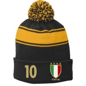 Italy Italia No 10 Futbol Soccer Jersey Stripe Pom Pom Beanie