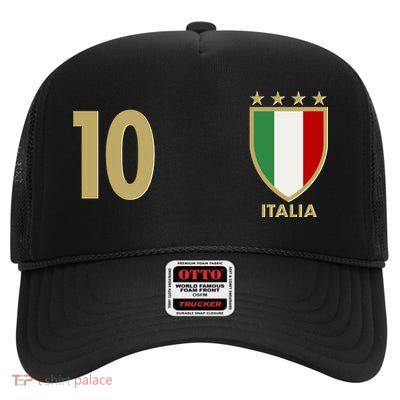 Italy Italia No 10 Futbol Soccer Jersey High Crown Mesh Back Trucker Hat
