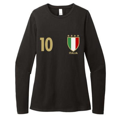 Italy Italia No 10 Futbol Soccer Jersey Womens CVC Long Sleeve Shirt