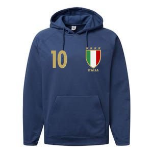 Italy Italia No 10 Futbol Soccer Jersey Performance Fleece Hoodie