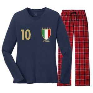 Italy Italia No 10 Futbol Soccer Jersey Women's Long Sleeve Flannel Pajama Set 