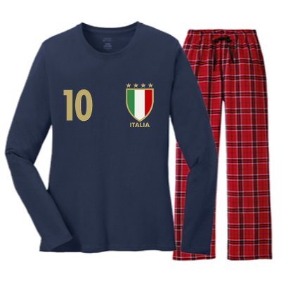 Italy Italia No 10 Futbol Soccer Jersey Women's Long Sleeve Flannel Pajama Set 