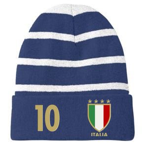 Italy Italia No 10 Futbol Soccer Jersey Striped Beanie with Solid Band