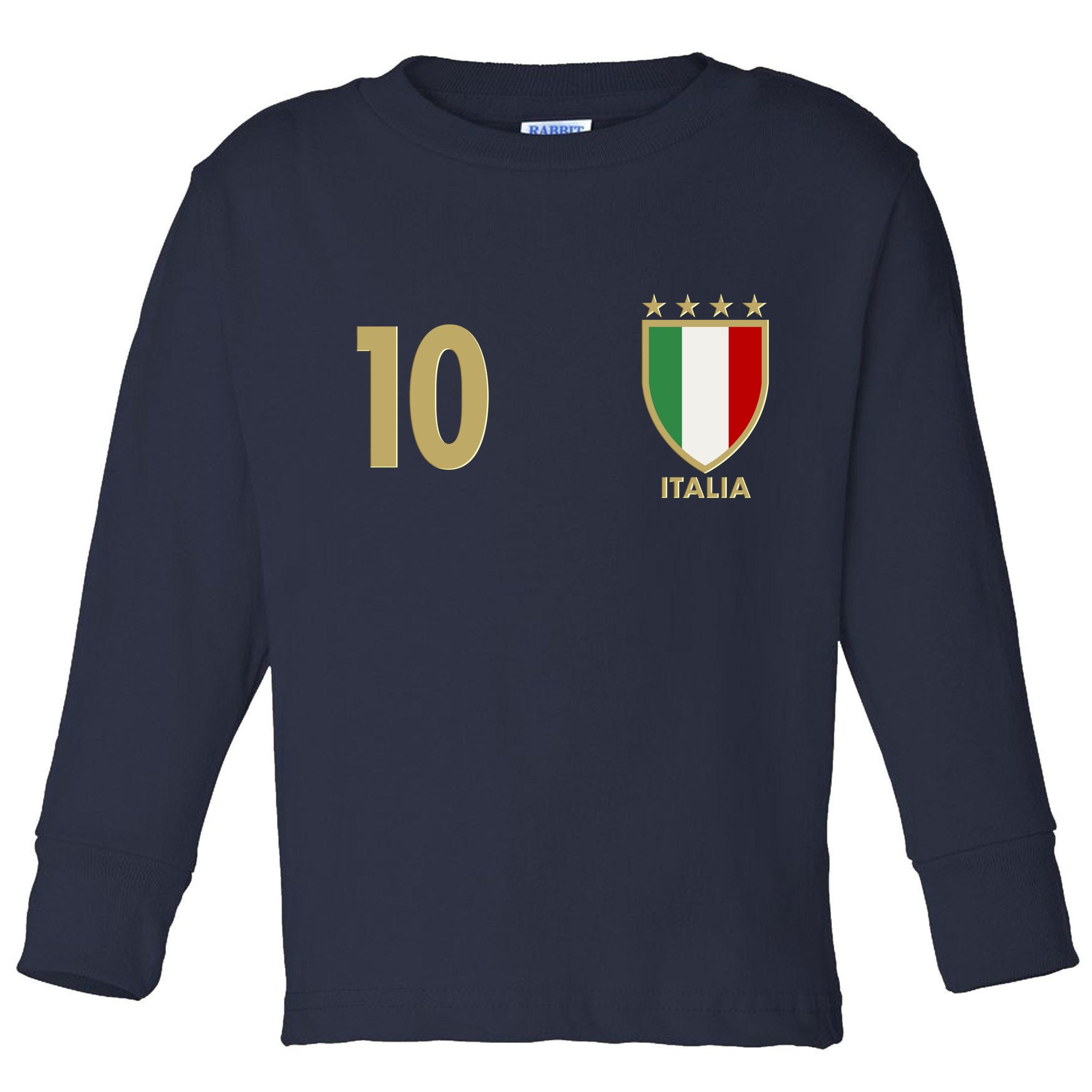 Italy Italia No 10 Futbol Soccer Jersey Toddler Long Sleeve Shirt