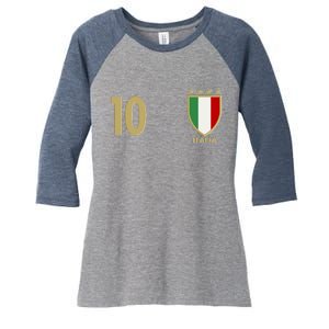 Italy Italia No 10 Futbol Soccer Jersey Women's Tri-Blend 3/4-Sleeve Raglan Shirt