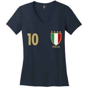 Italy Italia No 10 Futbol Soccer Jersey Women's V-Neck T-Shirt