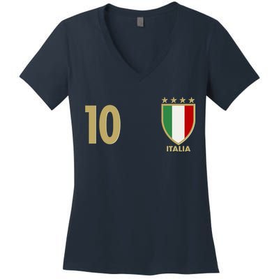 Italy Italia No 10 Futbol Soccer Jersey Women's V-Neck T-Shirt