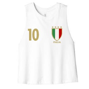 Italy Italia No 10 Futbol Soccer Jersey Women's Racerback Cropped Tank