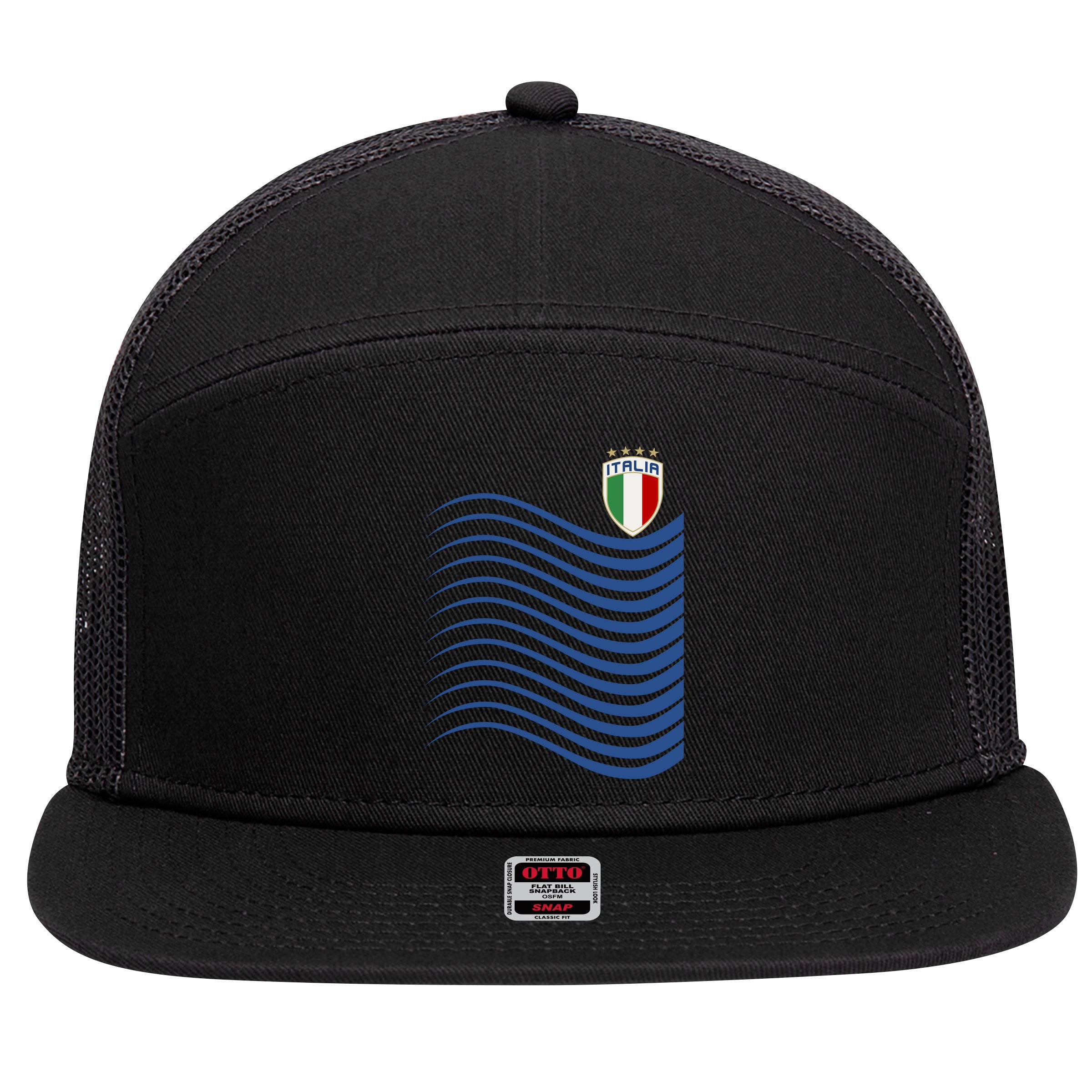 Italy Italia Soccer Futbol Jersey Wave 7 Panel Mesh Trucker Snapback Hat