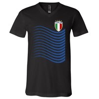 Italy Italia Soccer Futbol Jersey Wave V-Neck T-Shirt