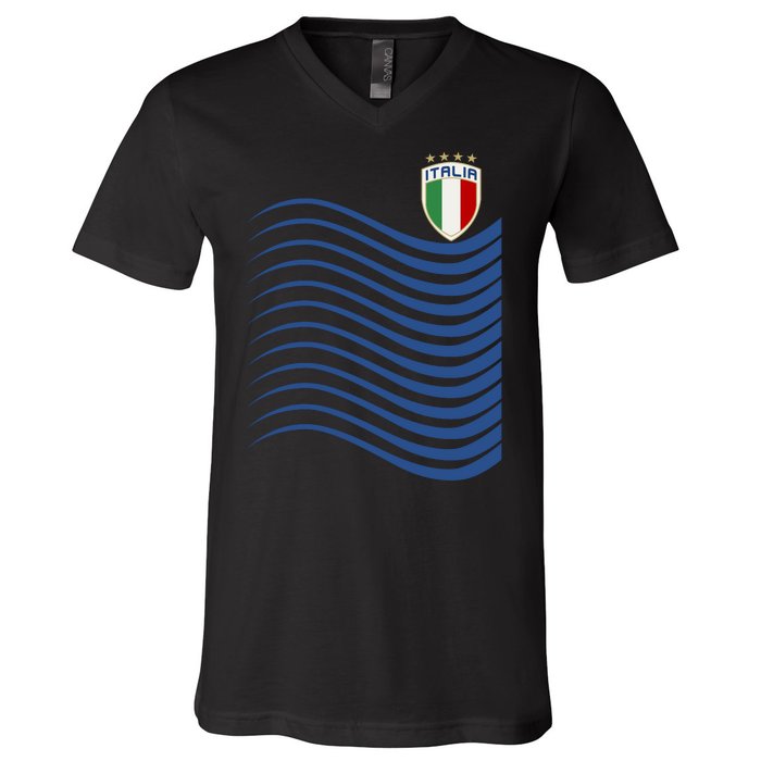 Italy Italia Soccer Futbol Jersey Wave V-Neck T-Shirt