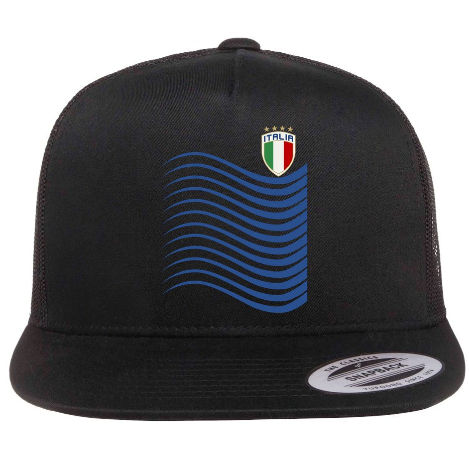Italy Italia Soccer Futbol Jersey Wave Flat Bill Trucker Hat