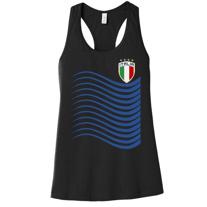 Italy Italia Soccer Futbol Jersey Wave Women's Racerback Tank