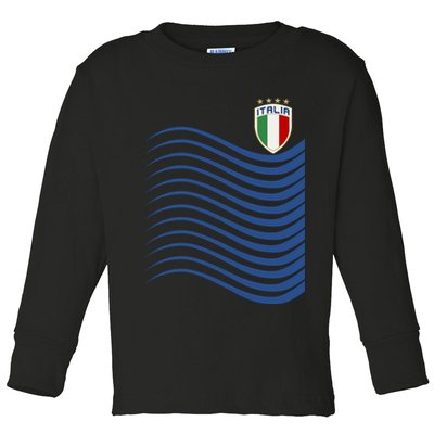 Italy Italia Soccer Futbol Jersey Wave Toddler Long Sleeve Shirt