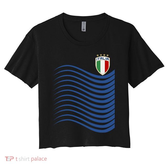 Italy Italia Soccer Futbol Jersey Wave Crop Top
