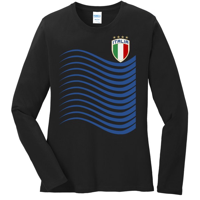 Italy Italia Soccer Futbol Jersey Wave Ladies Long Sleeve Shirt